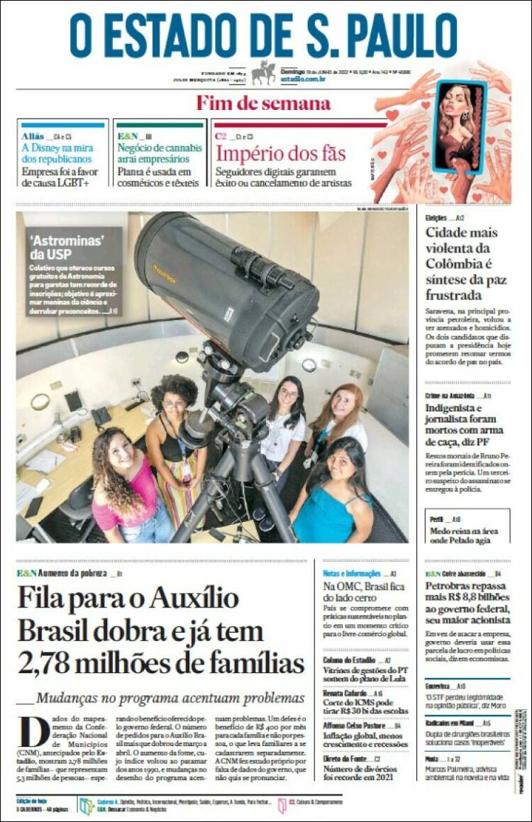Portada de O Estado de São Paulo (Brasil)