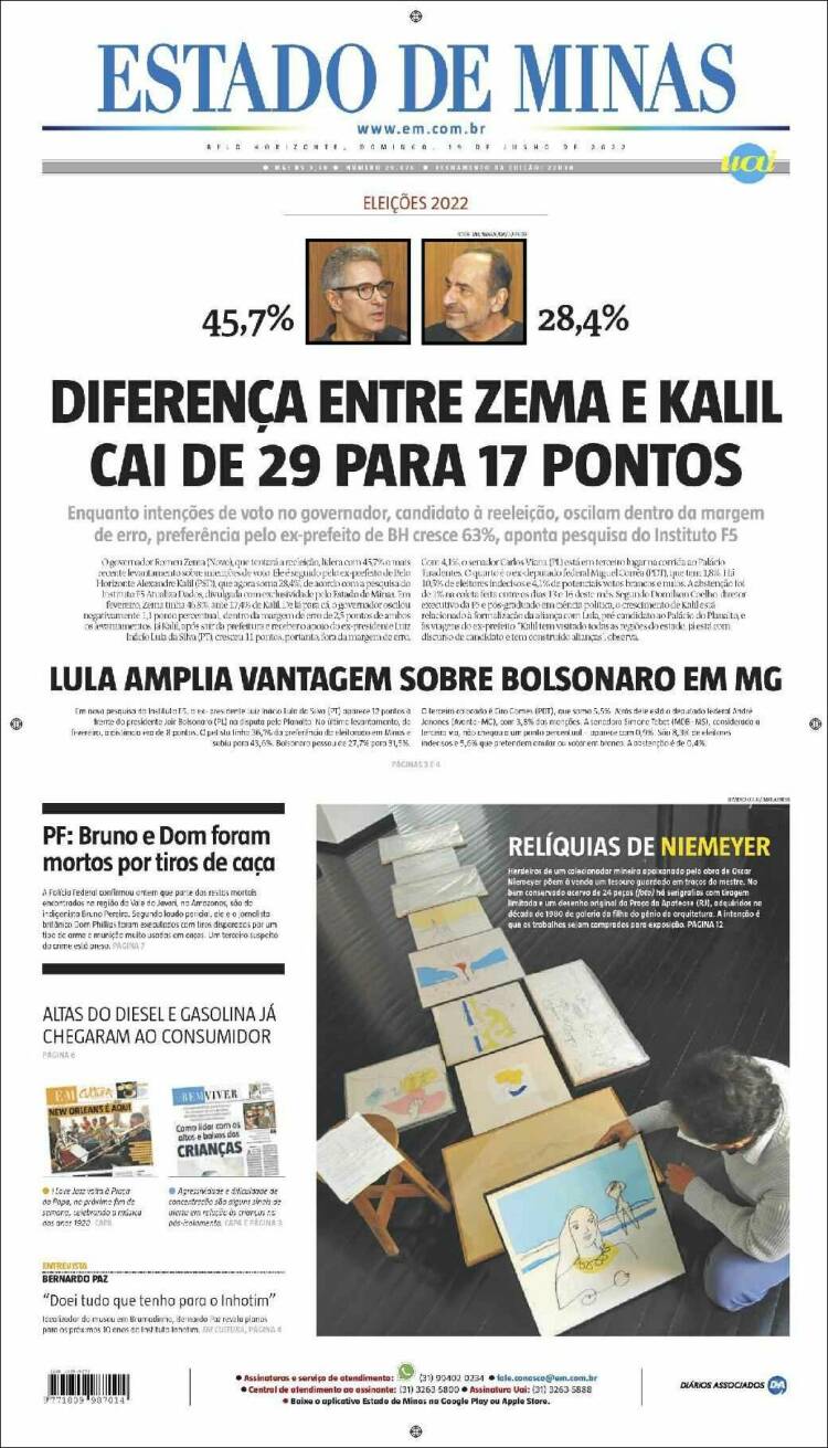 Portada de Jornal Estado de Minas (Brasil)