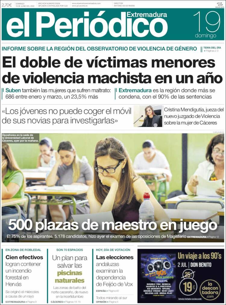 Portada de El Periódico de Extremadura (Espa&ntilde;a)