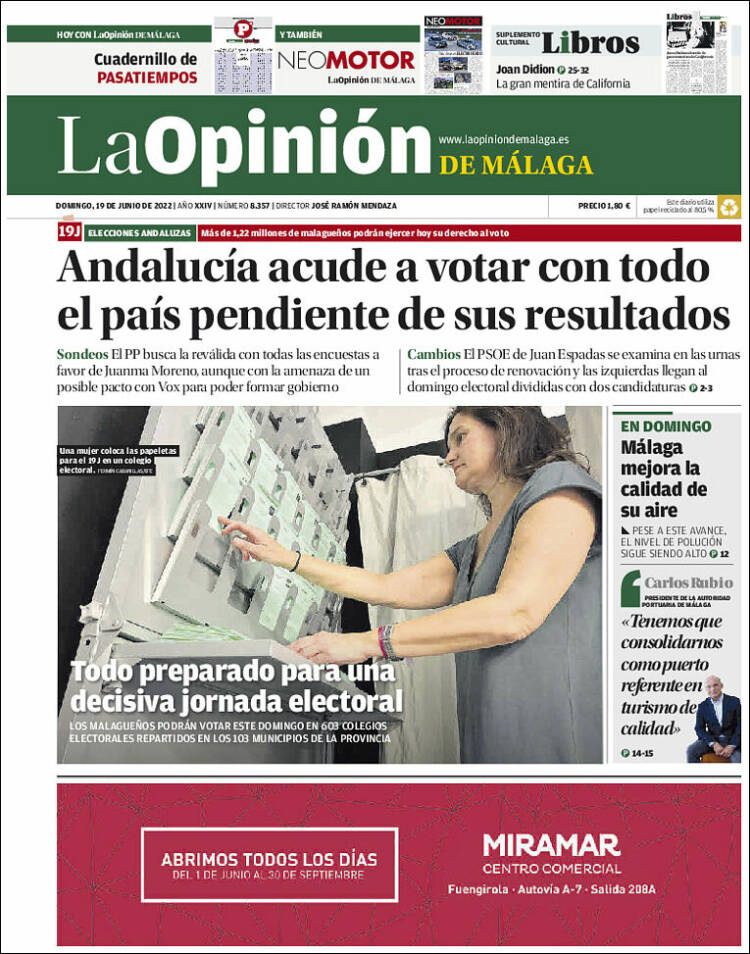 Portada de La Opinión de Málaga (Espa&ntilde;a)