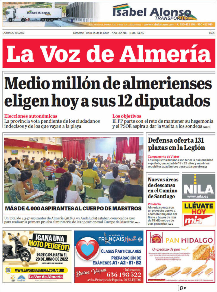 Portada de La Voz de Almería (Espa&ntilde;a)