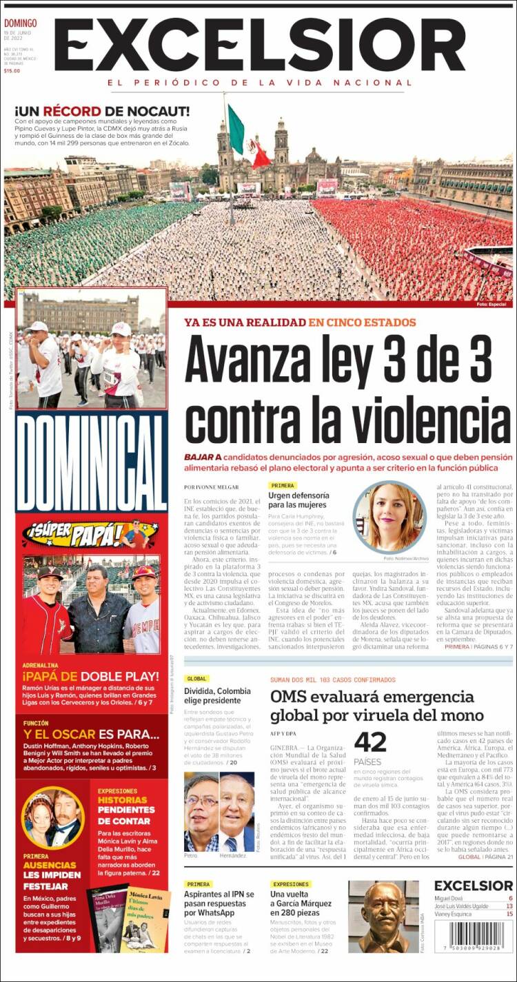 Portada de Excelsior (M&eacute;xico)