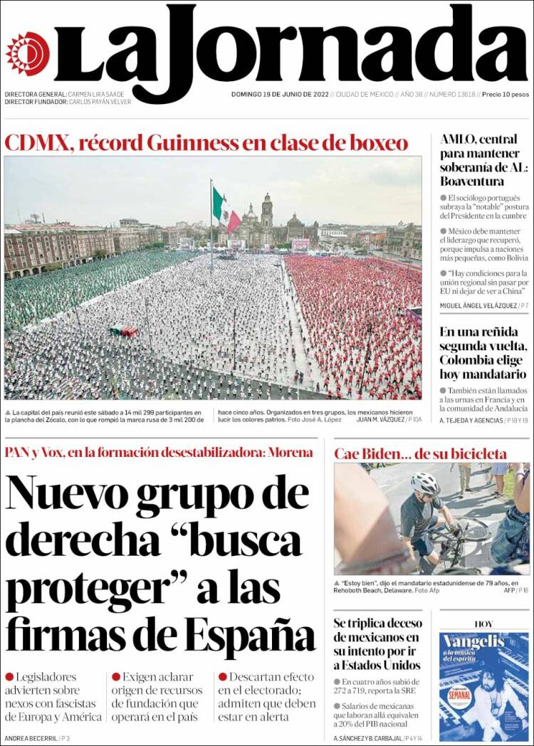 Portada de La Jornada (M&eacute;xico)