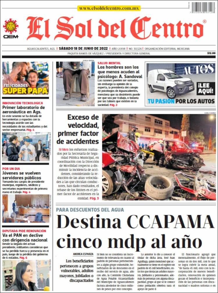 Portada de El Sol del Centro (M&eacute;xico)