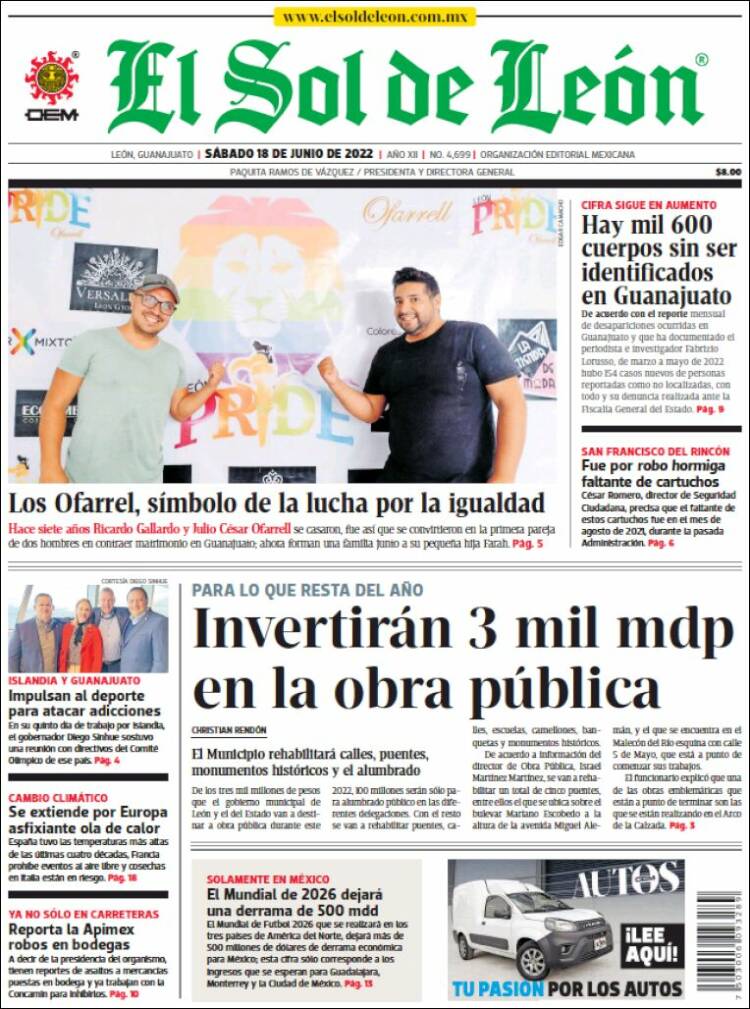 Portada de El Sol de León (M&eacute;xico)