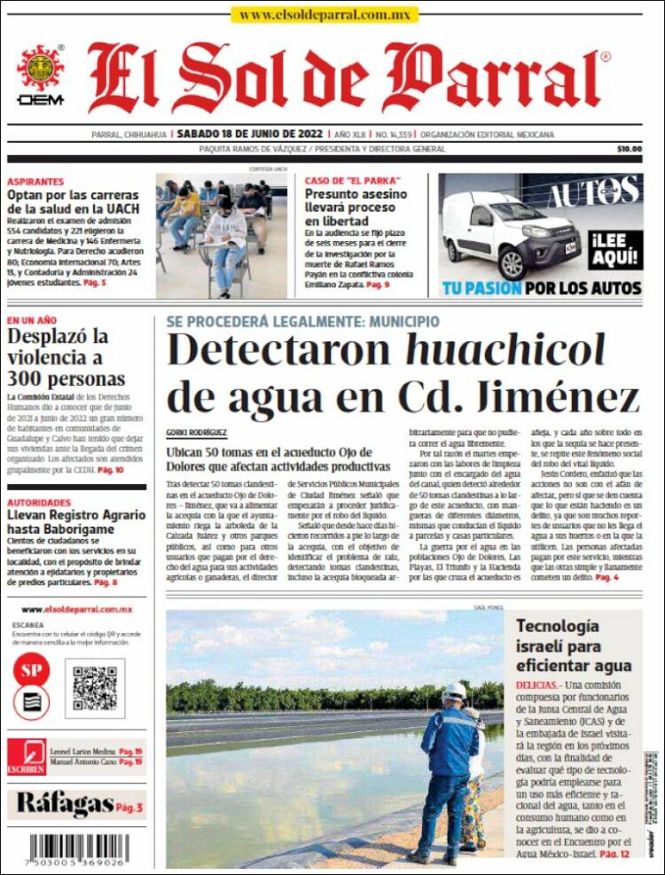 Portada de El Sol de Parral (M&eacute;xico)