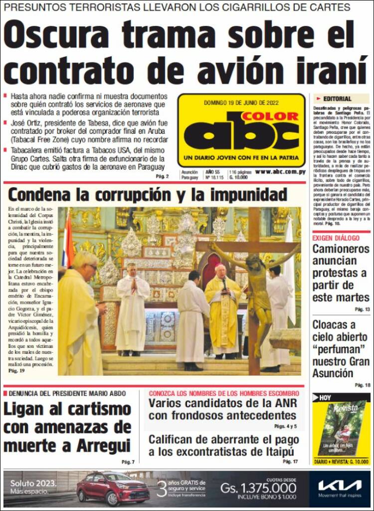 Portada de ABC Color (Paraguay)