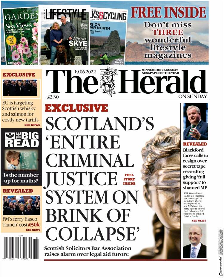 Portada de The Herald (Reino Unido)