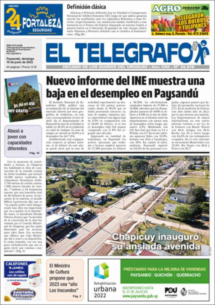 Portada de El Telégrafo (Uruguay)