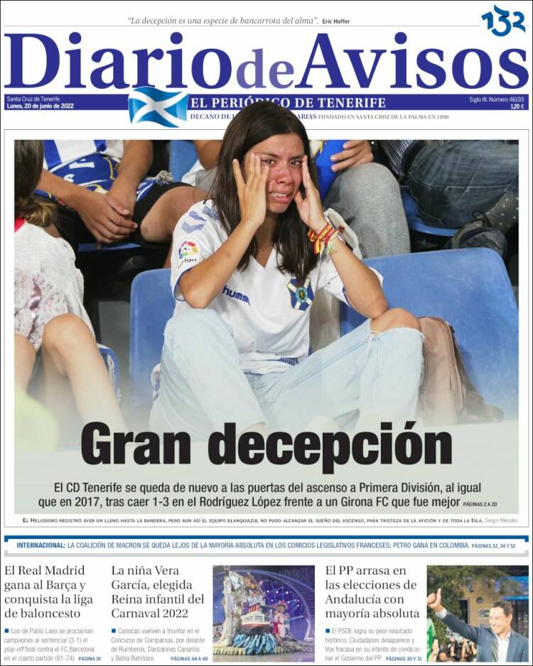 Portada de Diarios de Avisos (Spain)