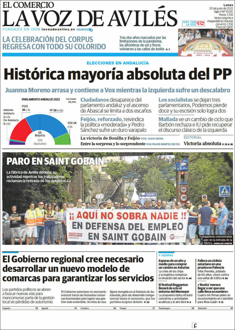 Portada de El Comercio - Avilés (Spain)