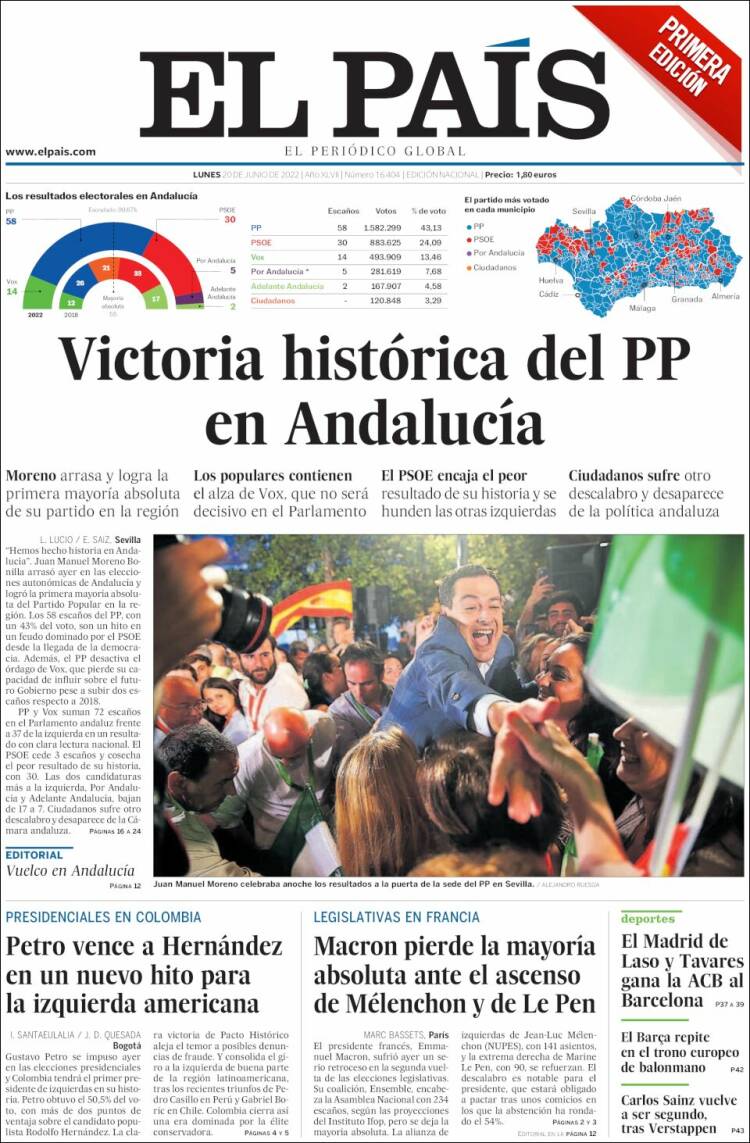 Portada de El País (Spain)