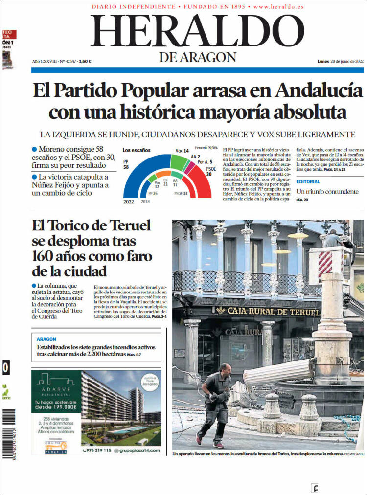 Portada de Heraldo de Aragón (Spain)