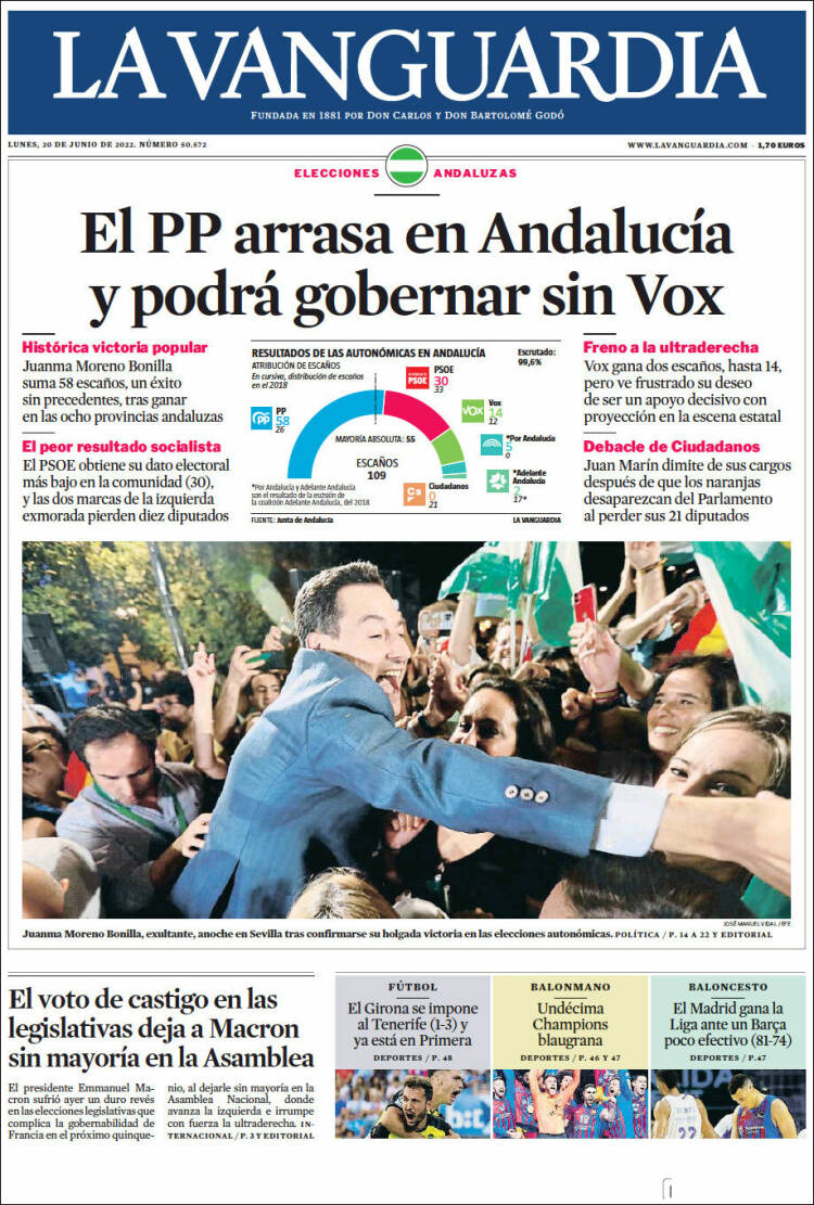 Portada de La Vanguardia (Spain)