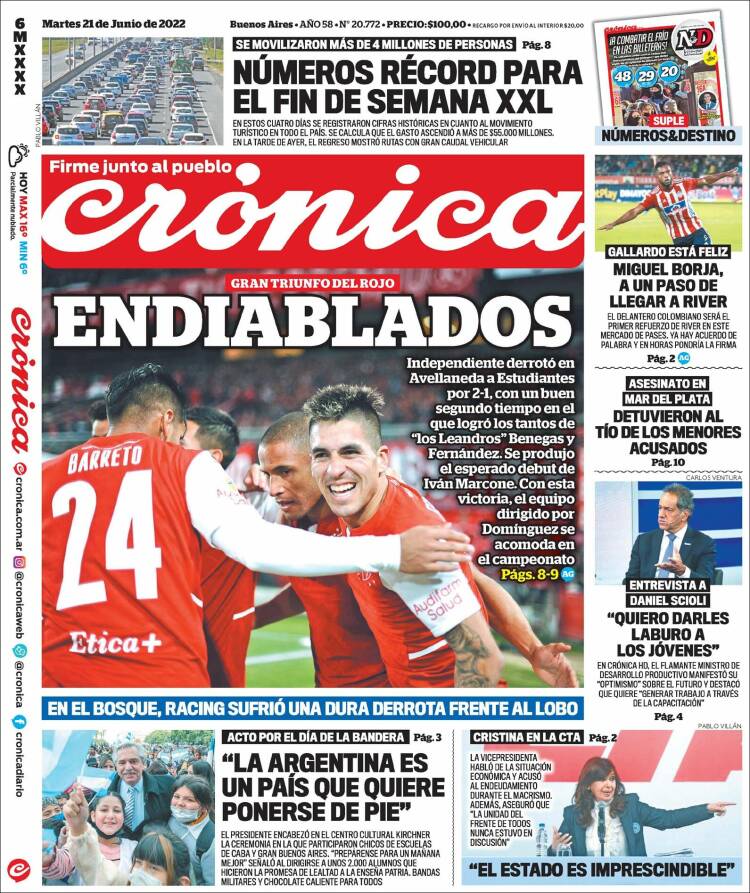 Portada de Crónica (Argentina)