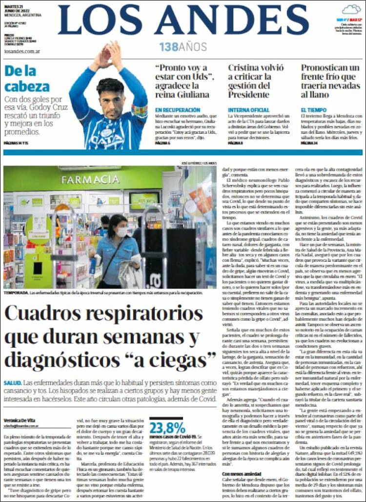 Portada de Los Andes - Mendoza (Argentina)