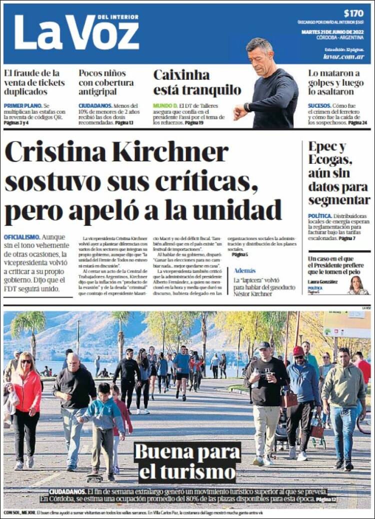 Portada de La Voz del Interior (Argentina)