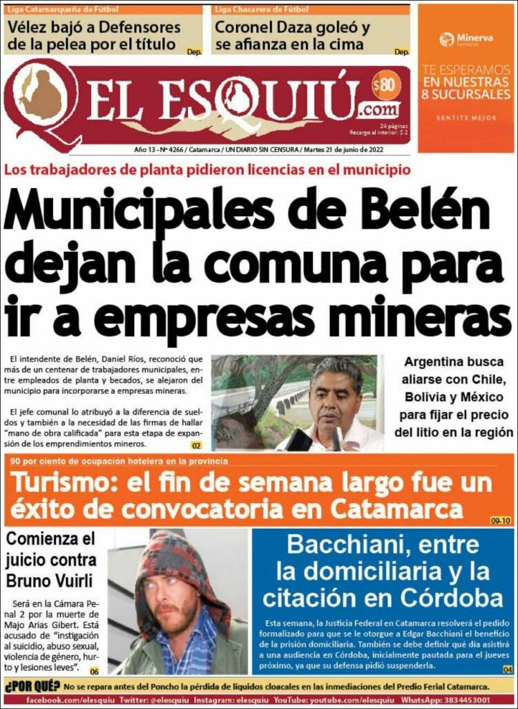 Portada de El Esquiu (Argentina)