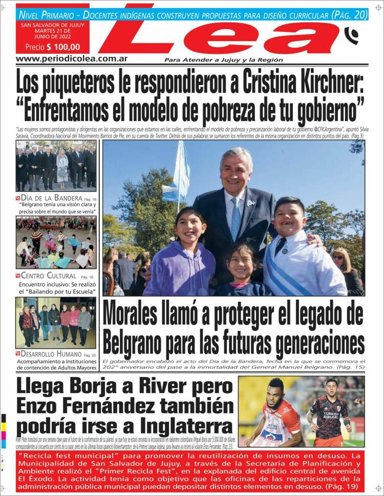 Portada de Periódico Lea (Argentina)