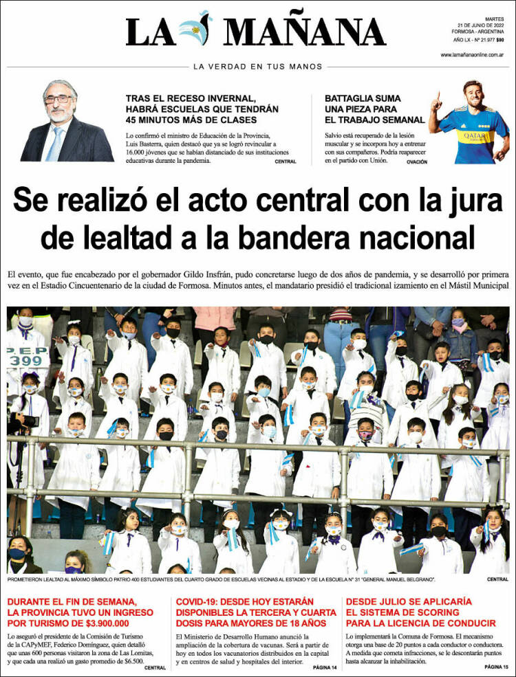Portada de Diario La Mañana (Argentina)