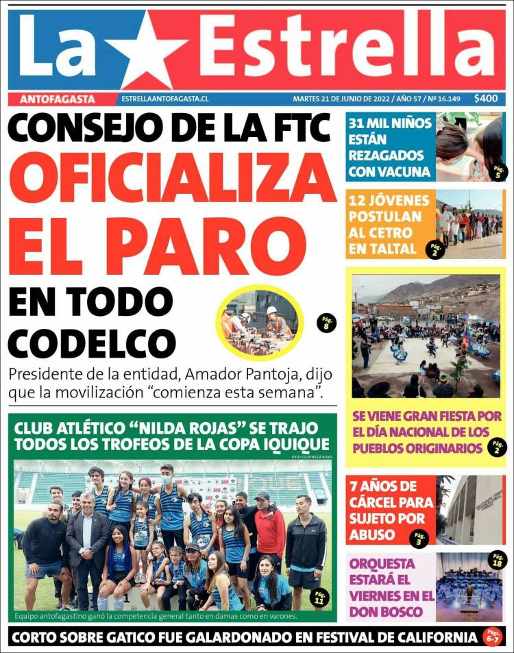 Portada de La Estrella del Norte (Chile)