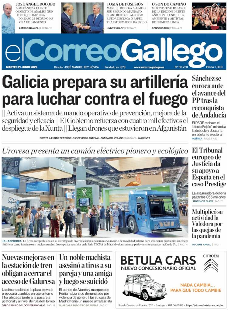 Portada de El Correo Gallego (España)