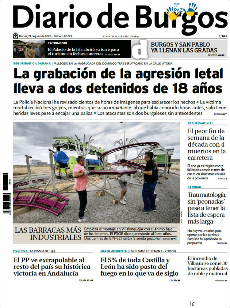 Portada de Diario de Burgos (Espagne)