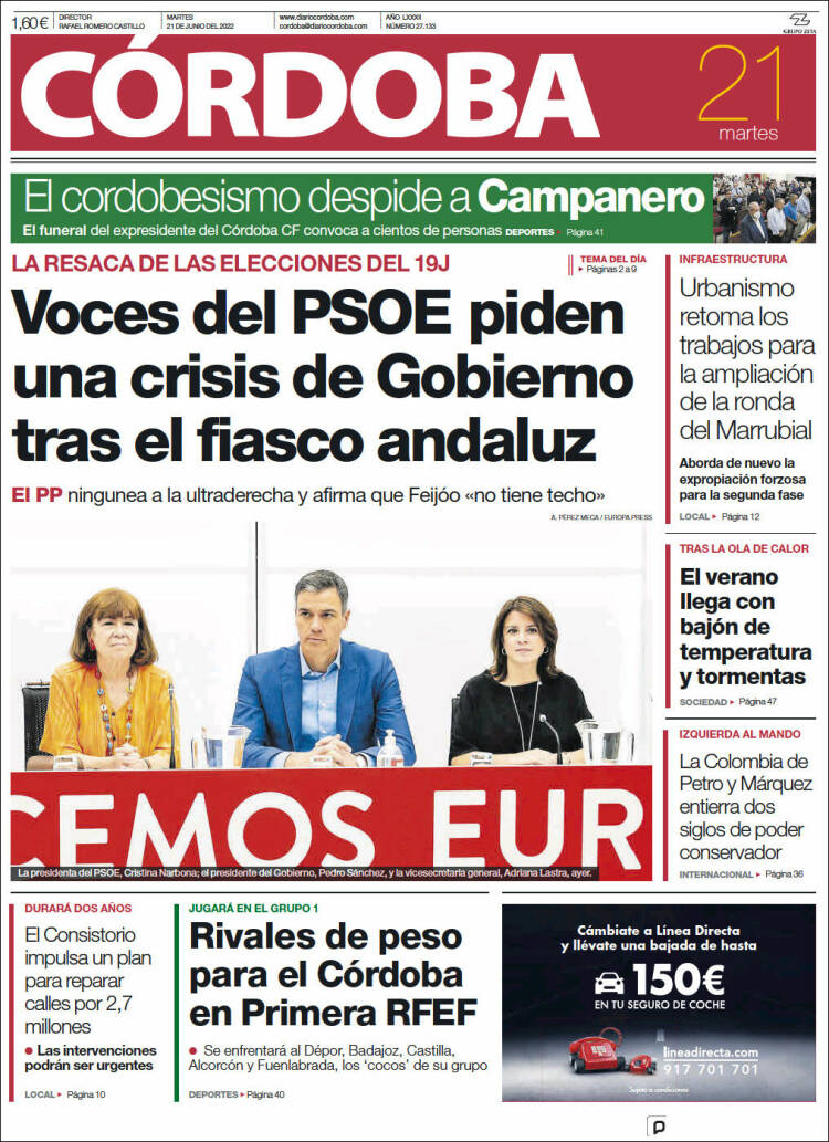 Portada de Diario de Córdoba (Espagne)