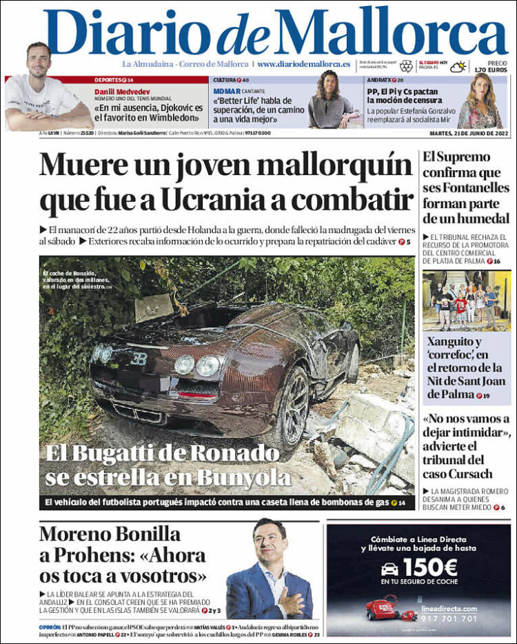 Portada de Diario de Mallorca (España)