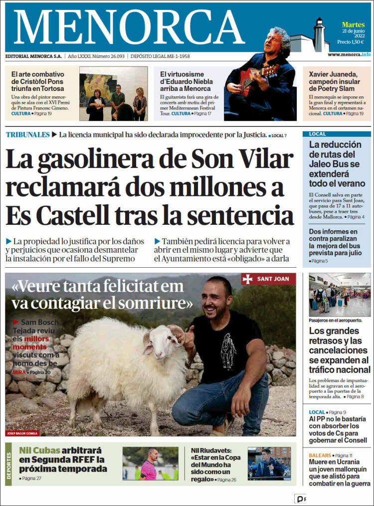 Portada de Menorca - Diario Insular (Espagne)