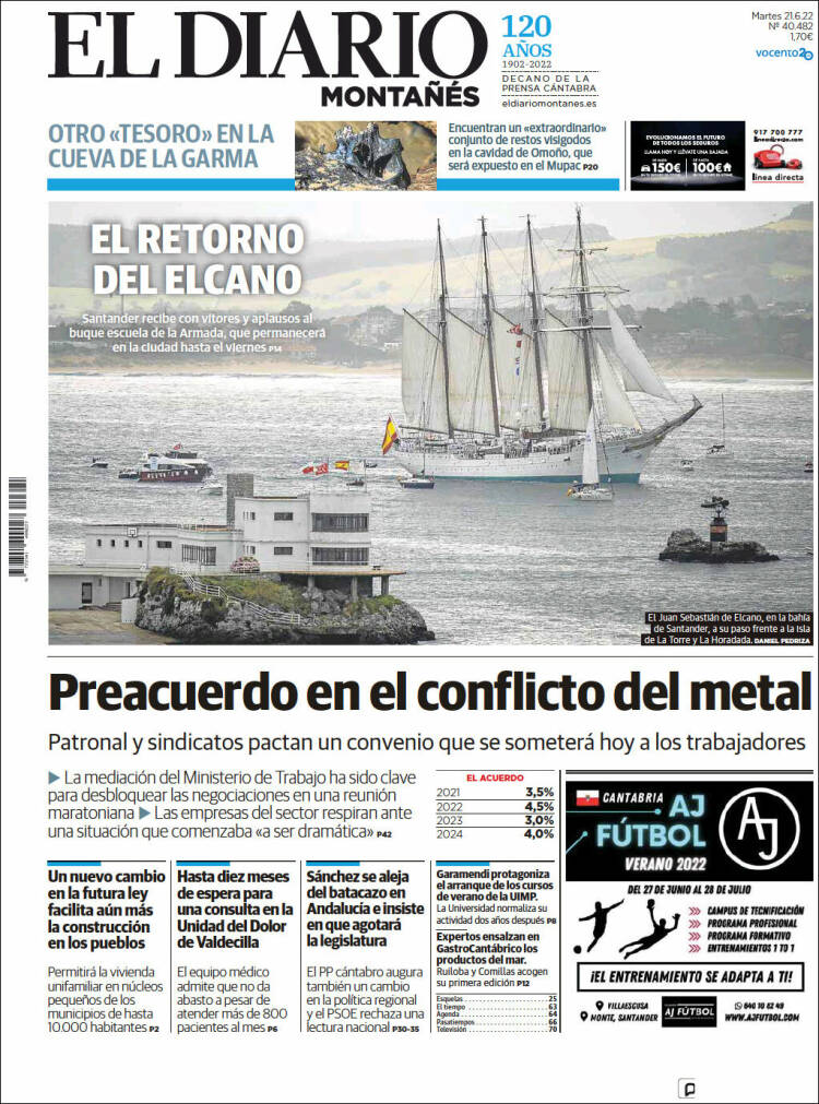 Portada de El Diario Montañés (España)