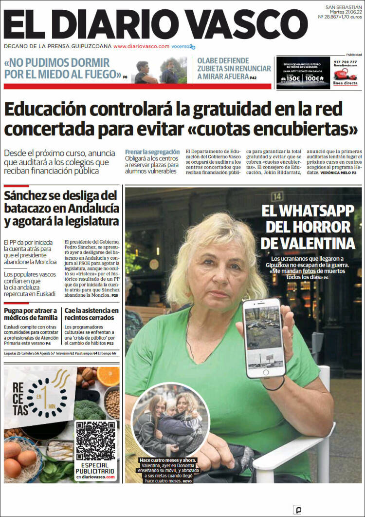 Portada de Diario Vasco (España)