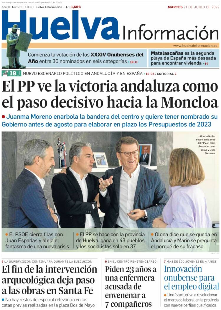 Portada de Huelva Información (España)