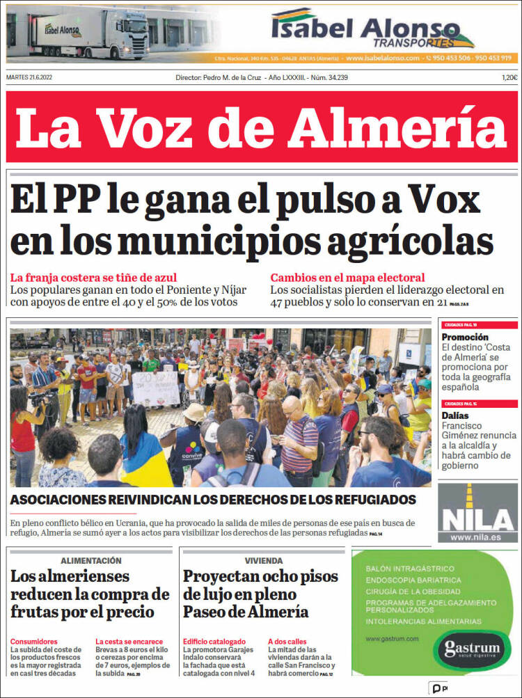 Portada de La Voz de Almería (España)