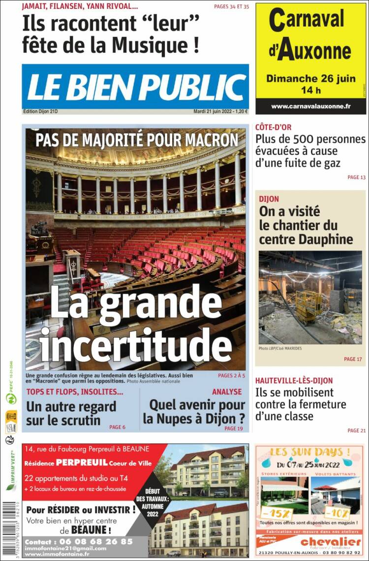 Portada de Le Bien Public (France)