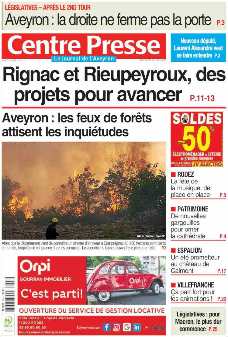 Portada de Centre Presse (France)