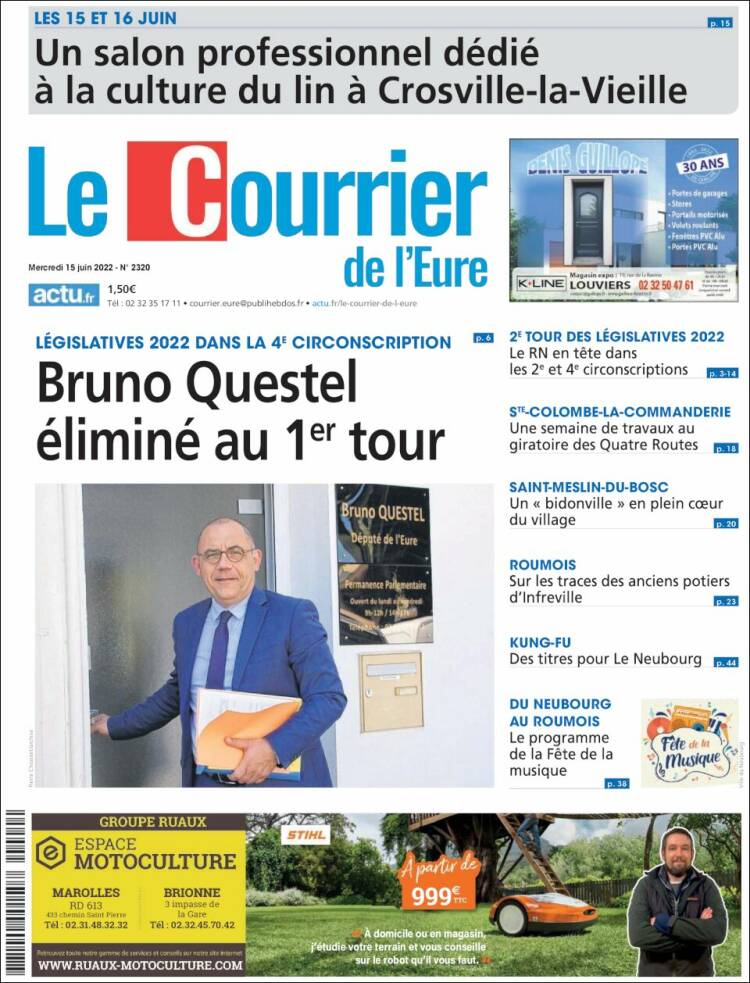 Portada de Le Courrier de l'Ouest (France)