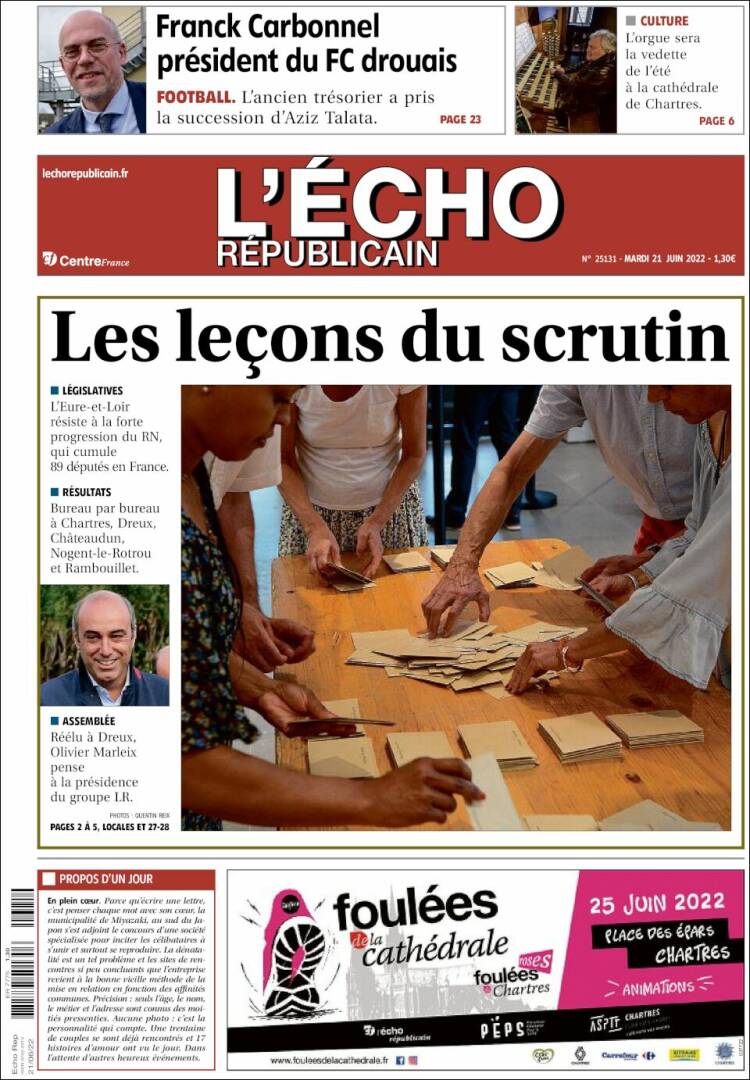 Portada de L'Echo Républicain (France)