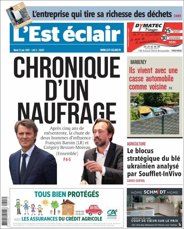 Portada de L'Est Eclair (Francia)