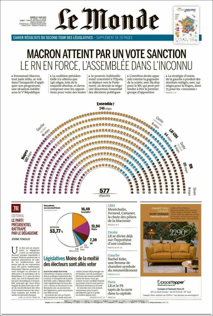 Portada de Le Monde (Francia)