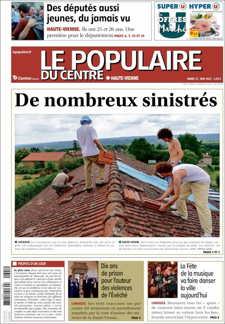 Portada de Le Populaire du Centre (Francia)