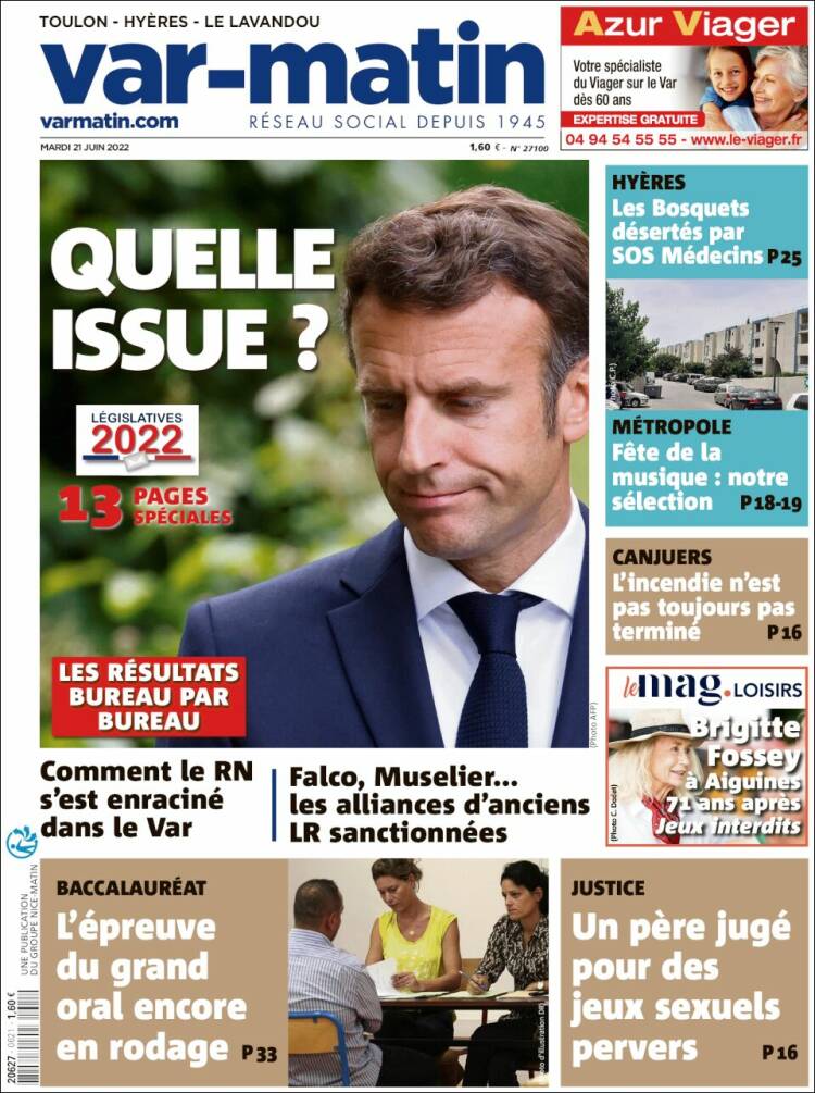 Portada de Var-Matin (Francia)