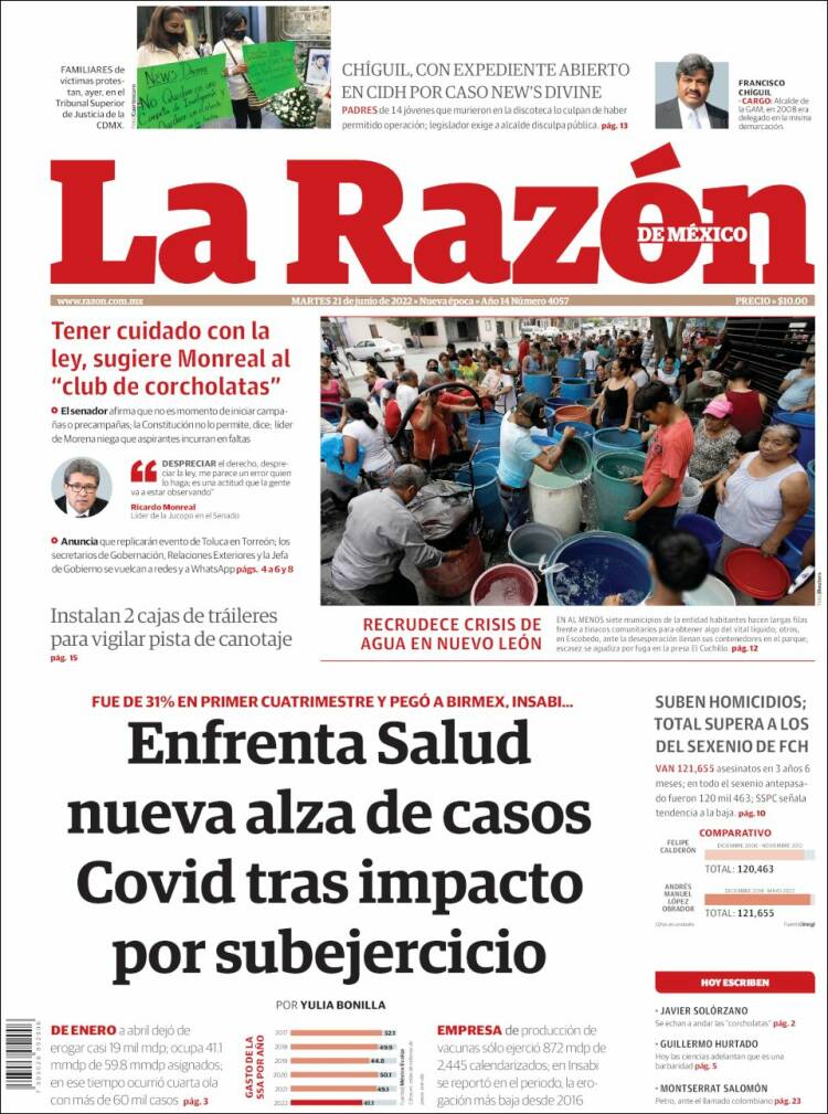 Portada de La Razón (Mexique)