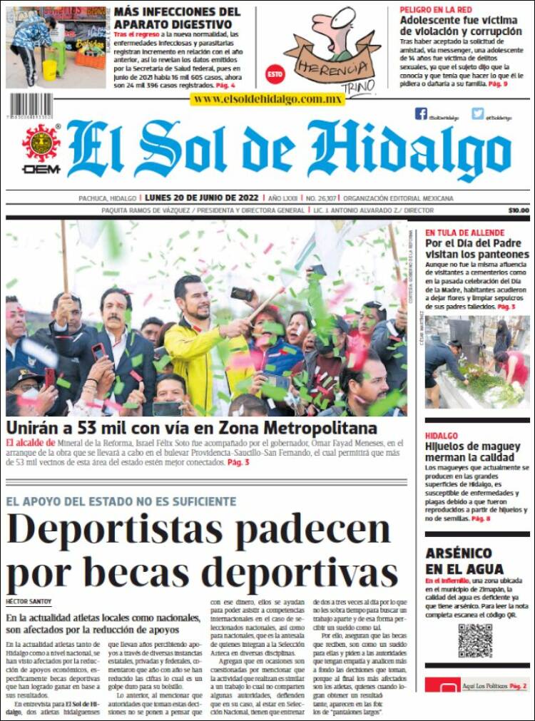 Portada de El Sol de Hidalgo (México)