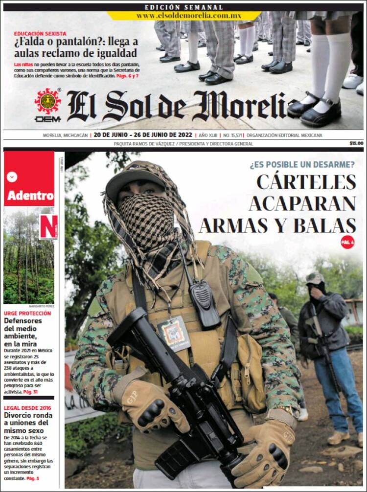 Portada de El Sol de Morelia (Mexique)