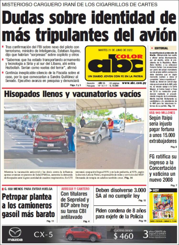 Portada de ABC Color (Paraguay)