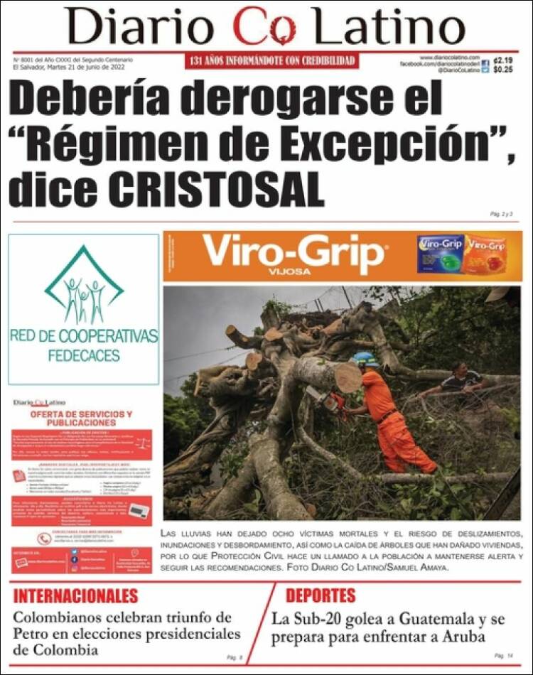 Portada de Diario Co Latino (El Salvador)