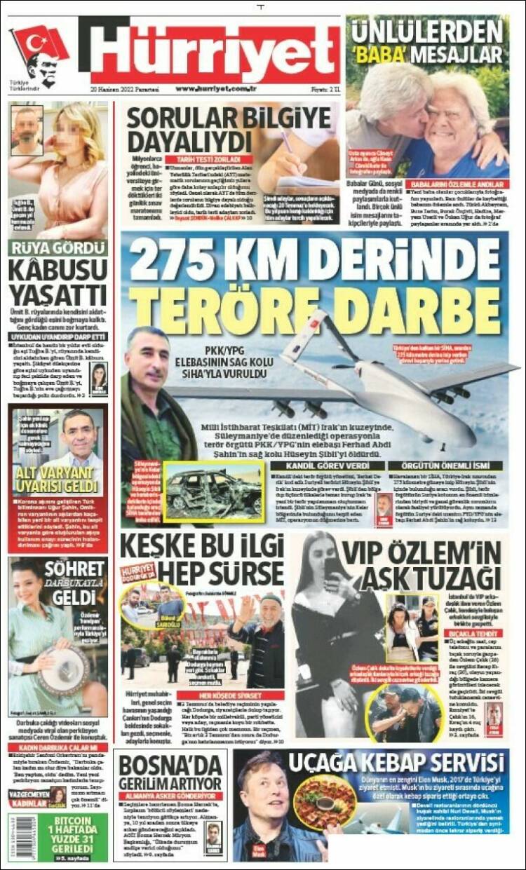 Portada de Hürriyet (Turqu&iacute;a)