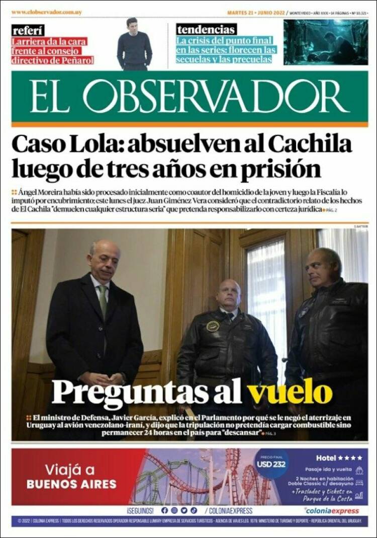 Portada de El Observador (Uruguay)