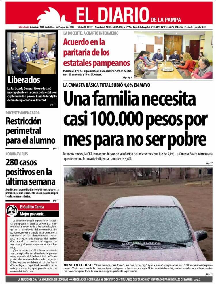 Portada de Diario de La Pampa (Argentina)